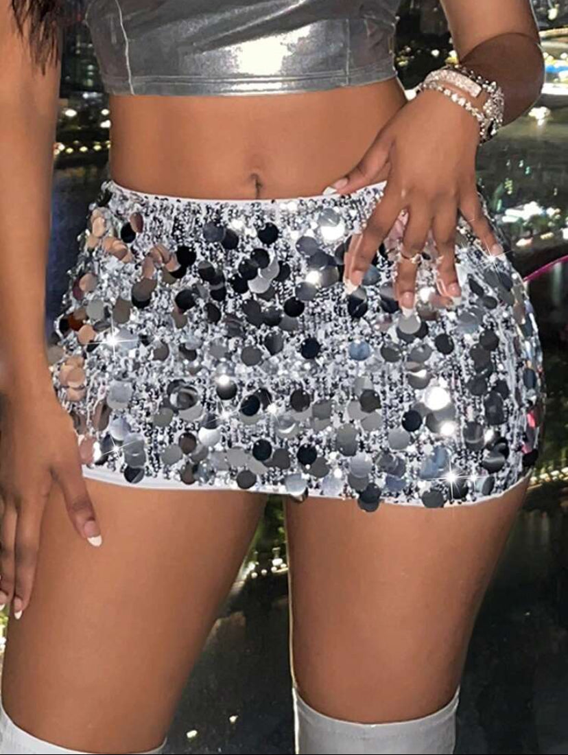 Large Sequin Mini Skirt