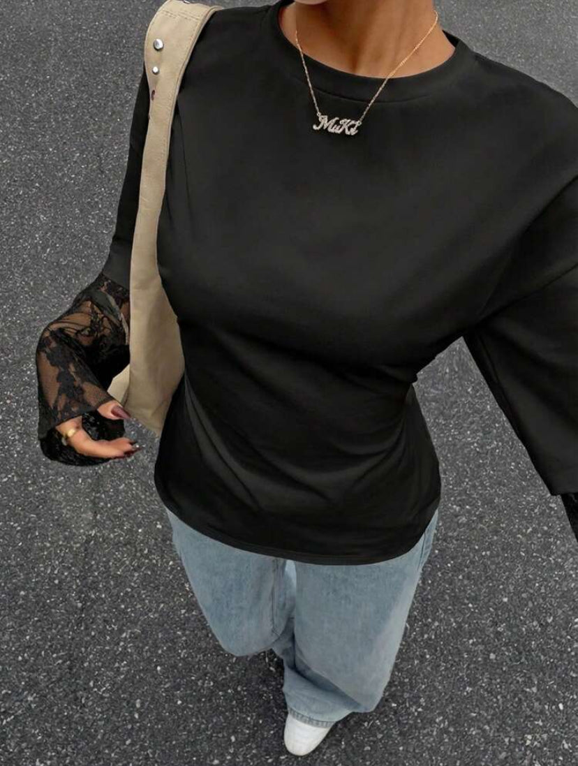 Lace Sleeve T-Shirts