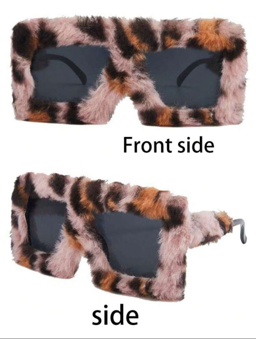 Furry Square Frame Glasses