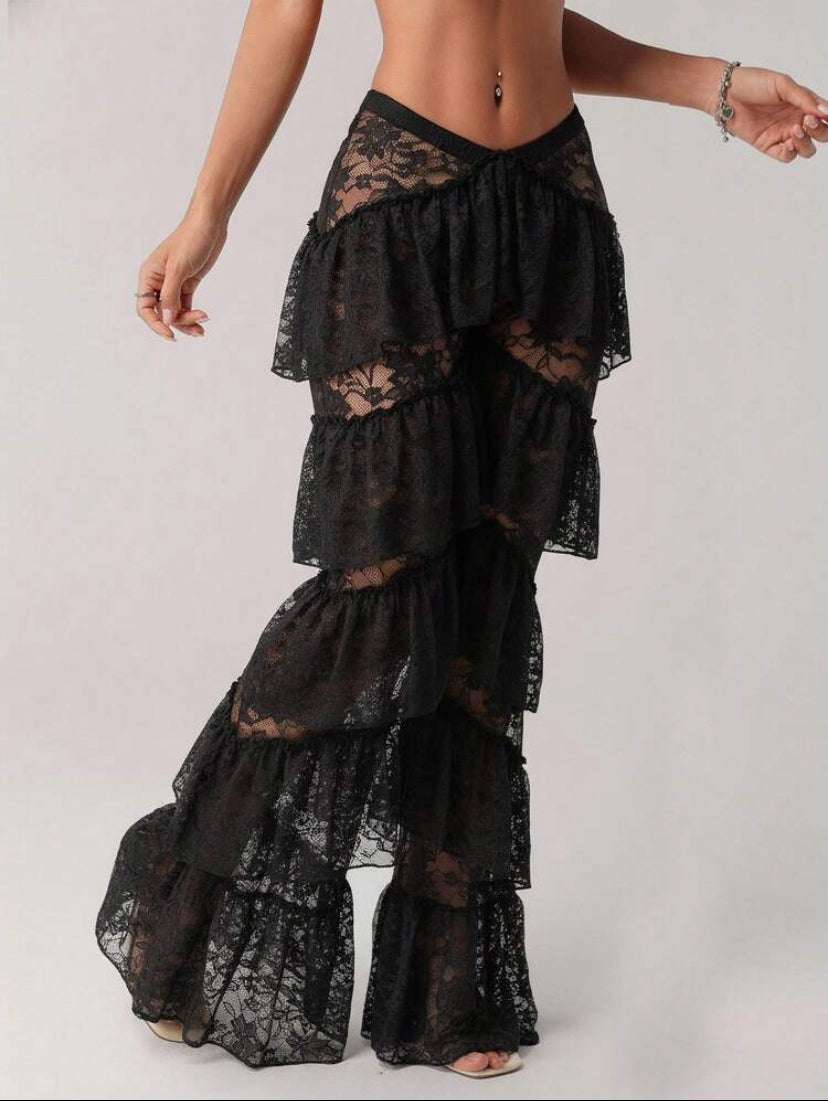 V- Front Ruffle Pants