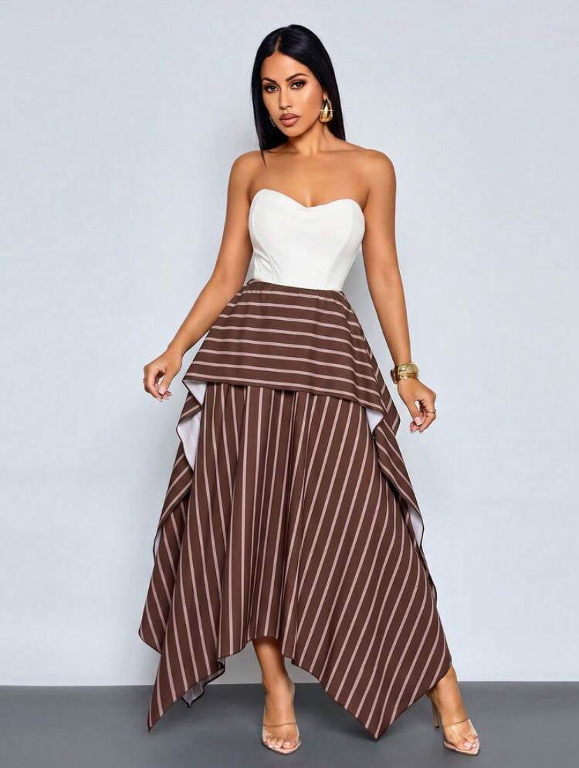 Brown Striped Skirt