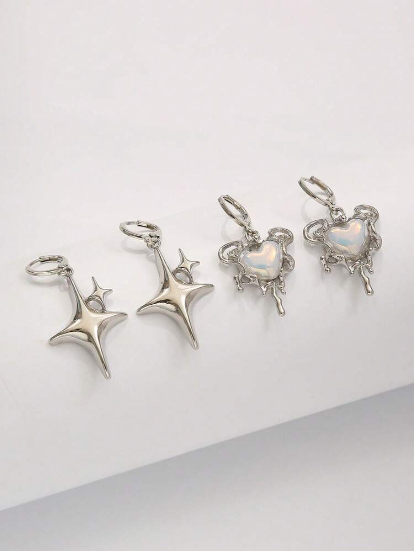 4pcs Heart & Star Earrings