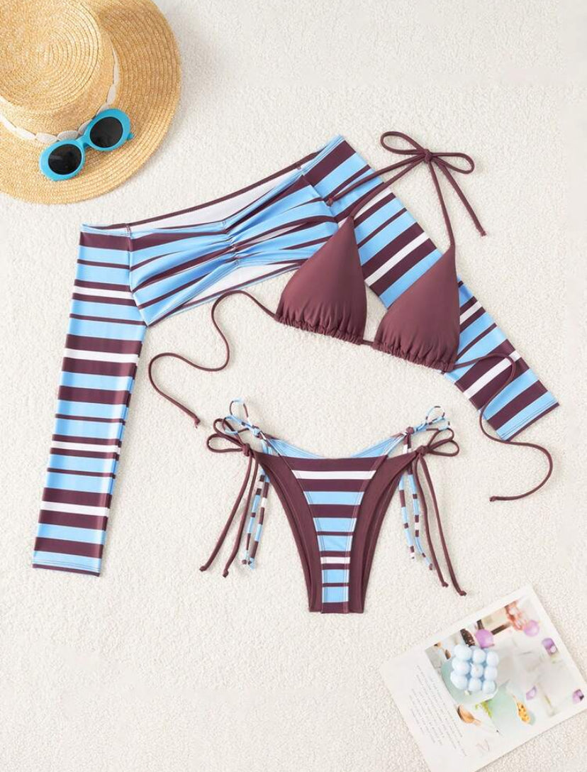 Striped Print Swimwear