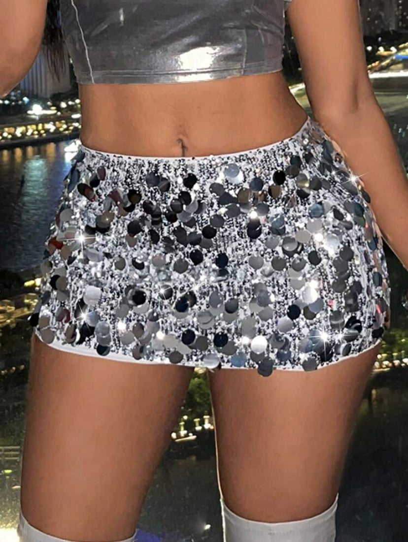 Large Sequin Mini Skirt