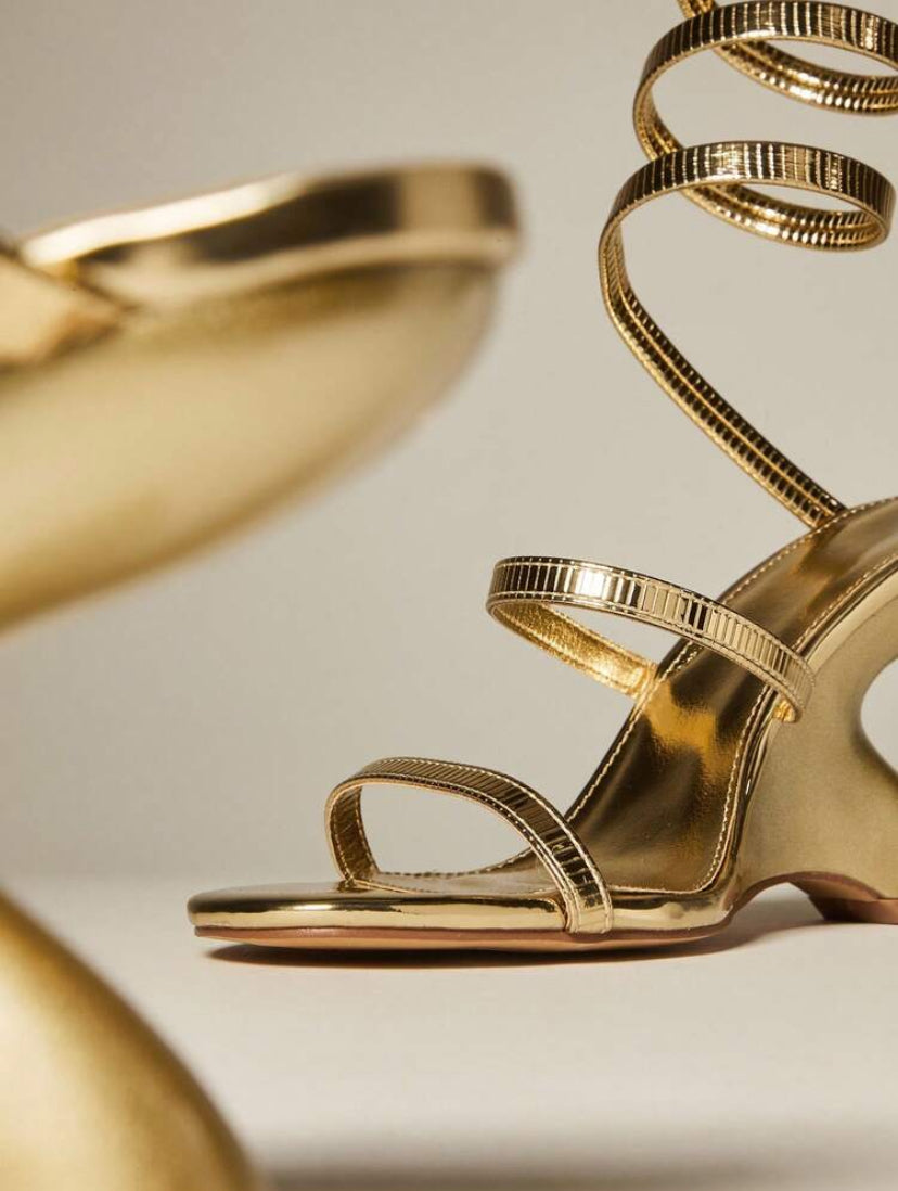Elegant Gold Chrome Heels