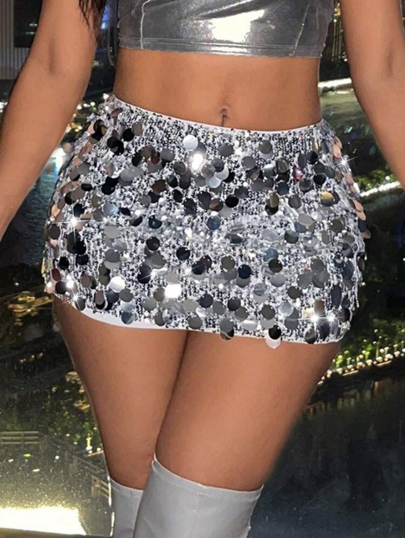 Large Sequin Mini Skirt