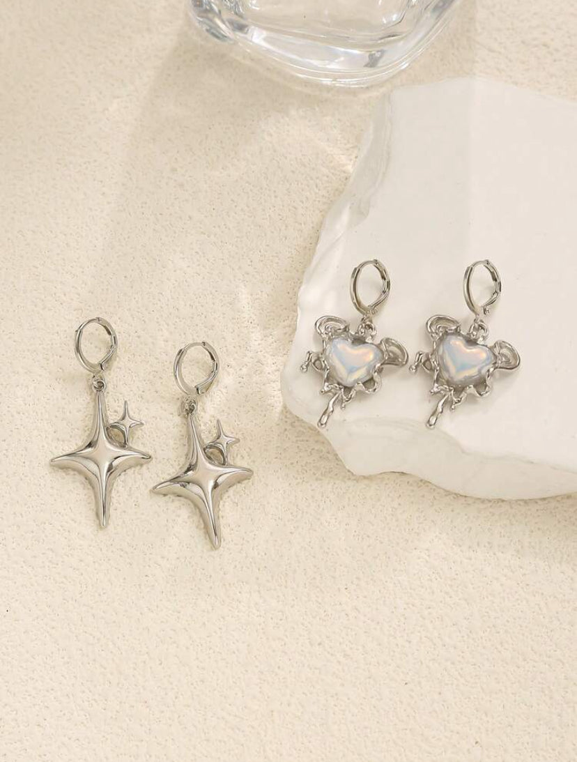 4pcs Heart & Star Earrings