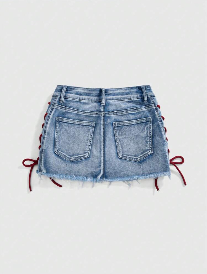 Drawstring Low Waist Skirt