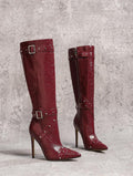 12cm Leather Strap Boots