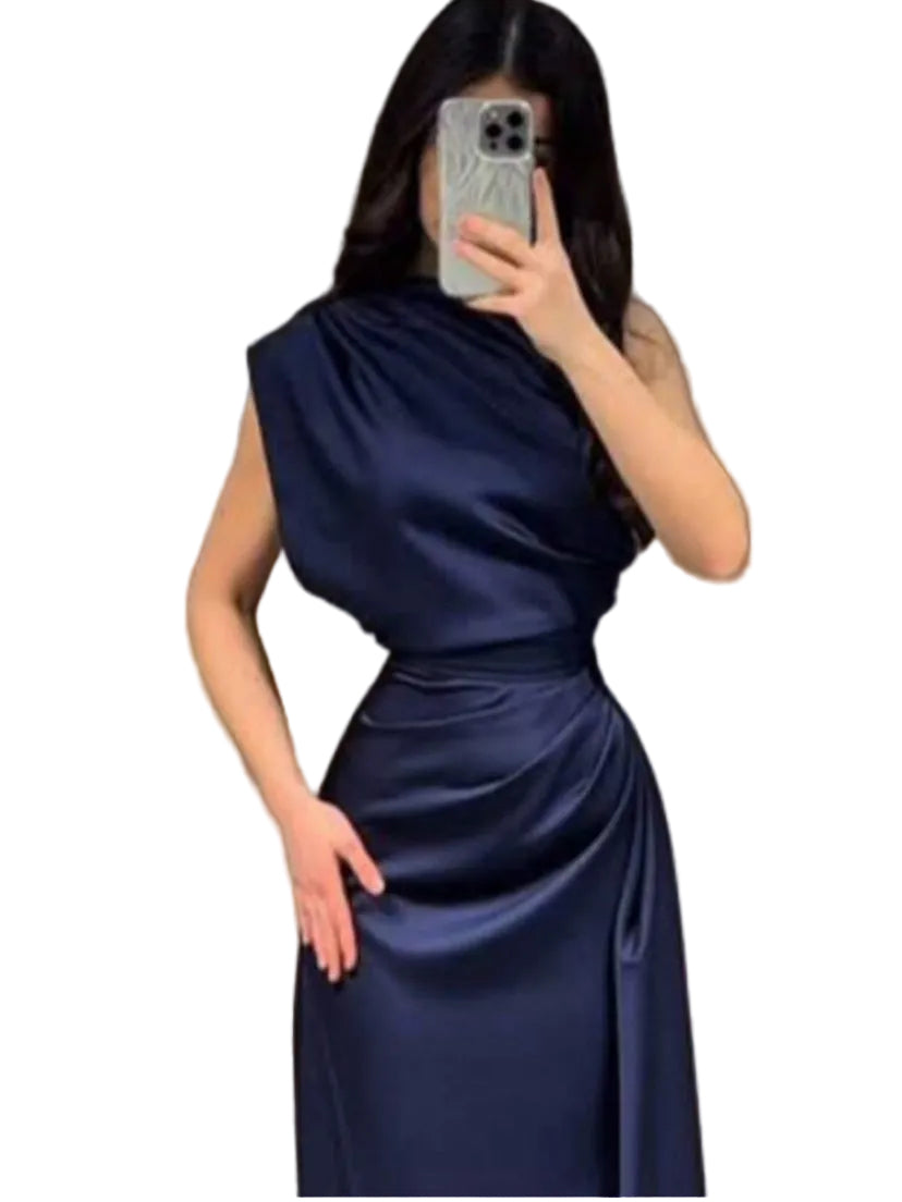 Draped High Neck Dress