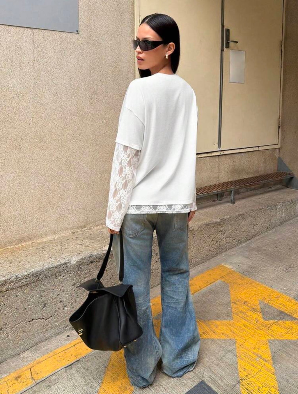 Lace Patchwork White Top
