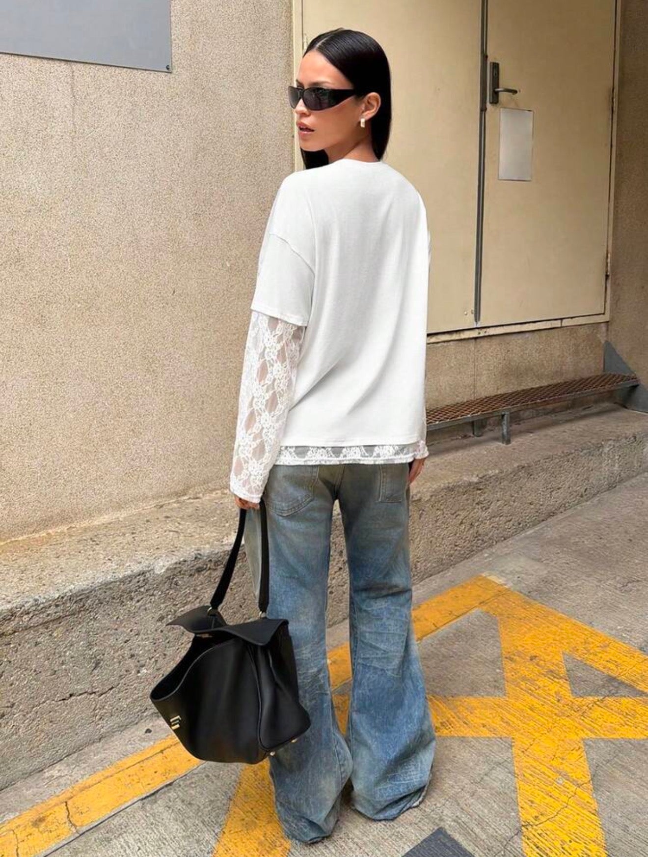 Lace Patchwork White Top