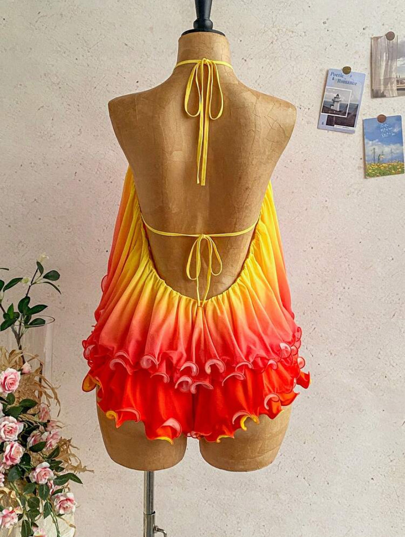 Gradient Halter Ruffled
