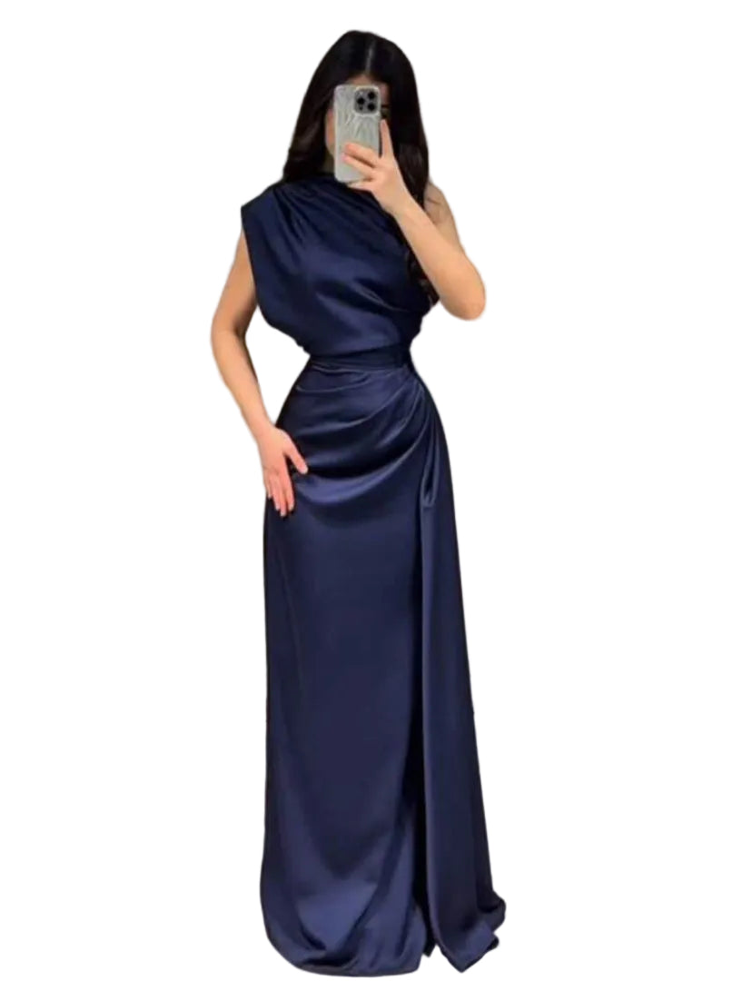Draped High Neck Dress