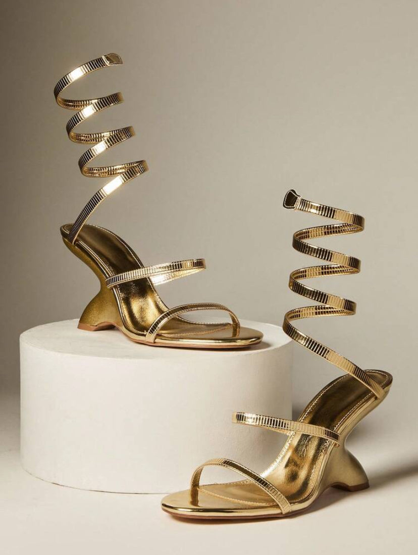 Elegant Gold Chrome Heels