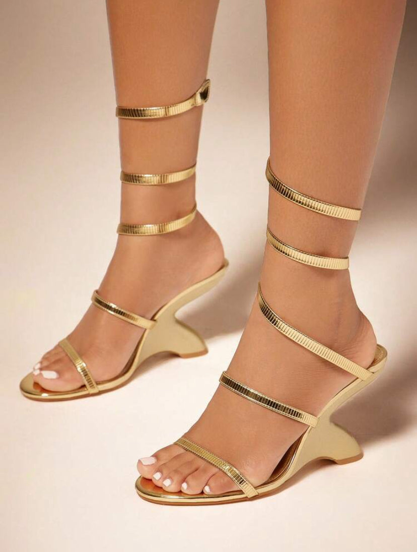 Elegant Gold Chrome Heels