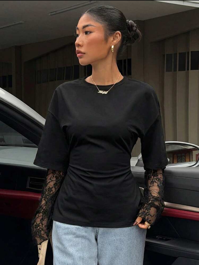 Lace Sleeve T-Shirts
