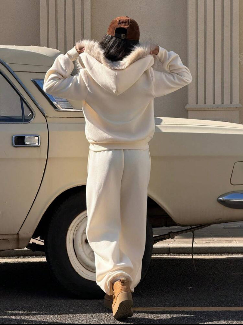 Fur Collar Hoodie & sweatpant