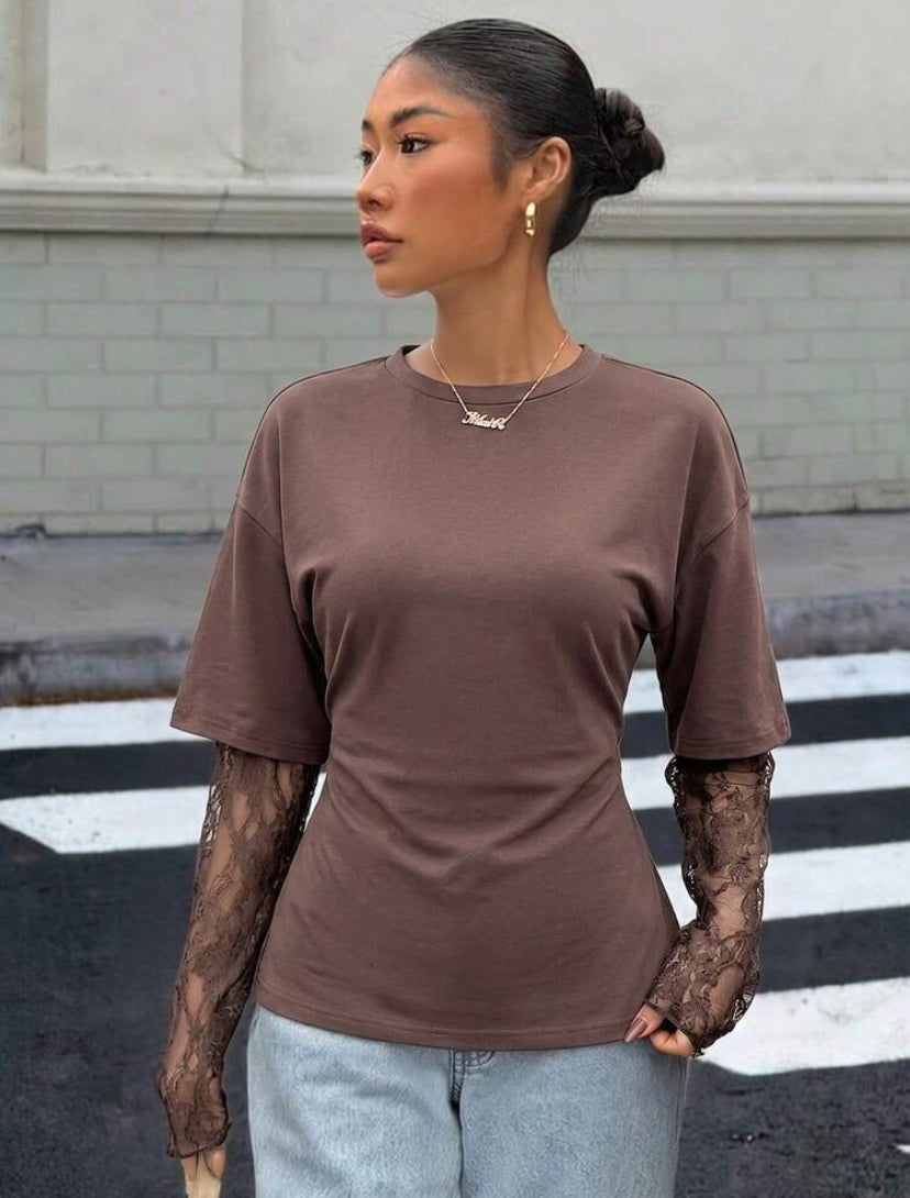Lace Sleeve T-Shirts