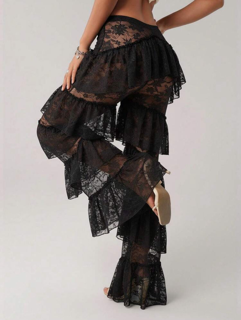 V- Front Ruffle Pants