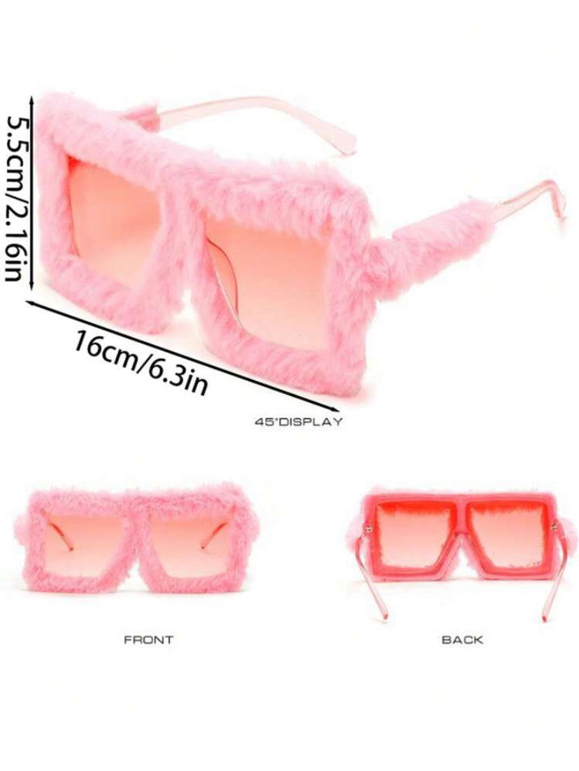 Furry Square Frame Glasses