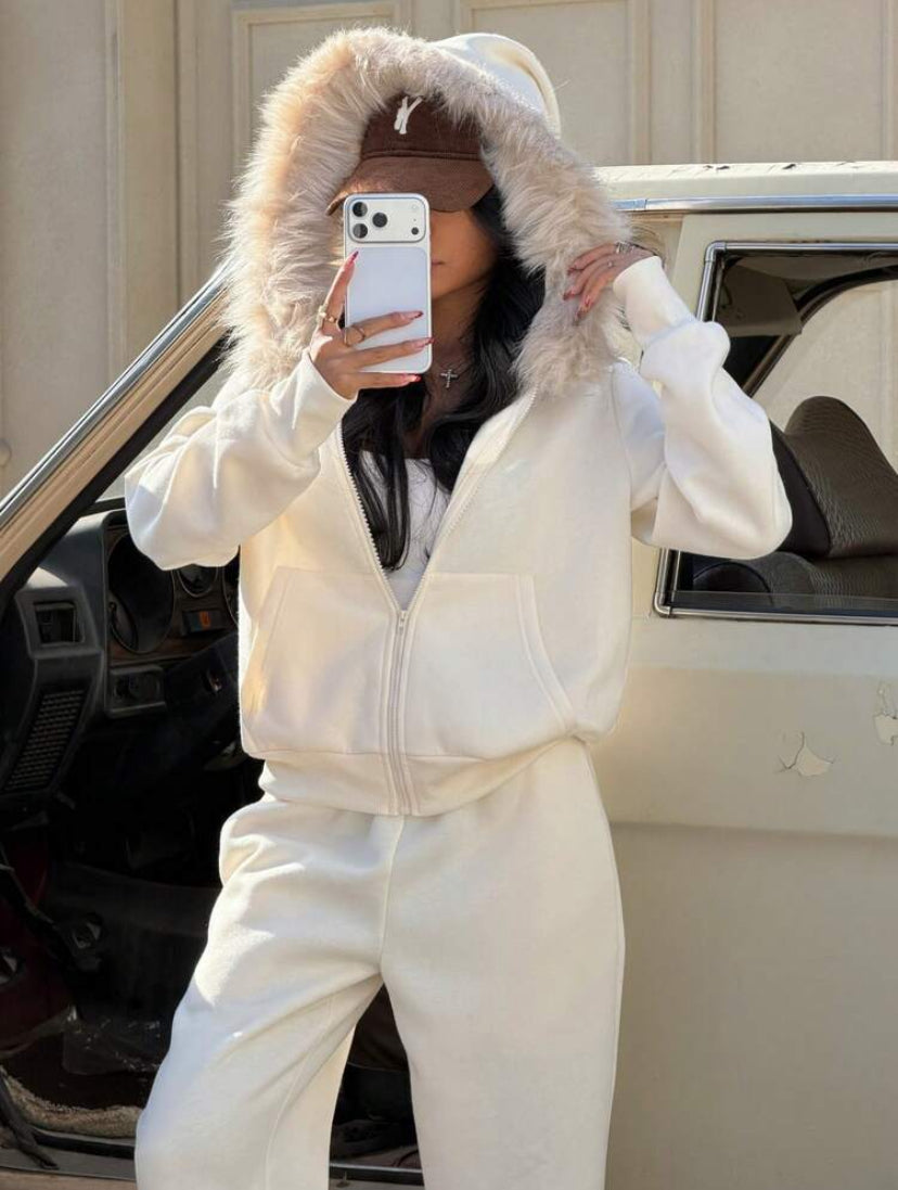Fur Collar Hoodie & sweatpant