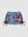 Drawstring Low Waist Skirt