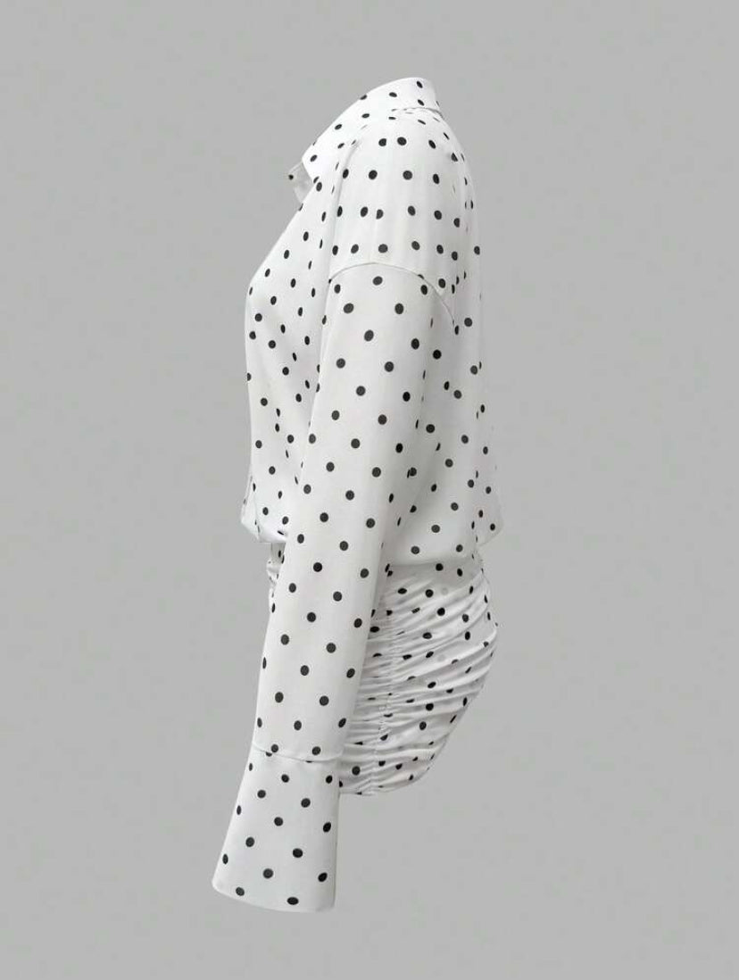 Dot Print Shirt Dress
