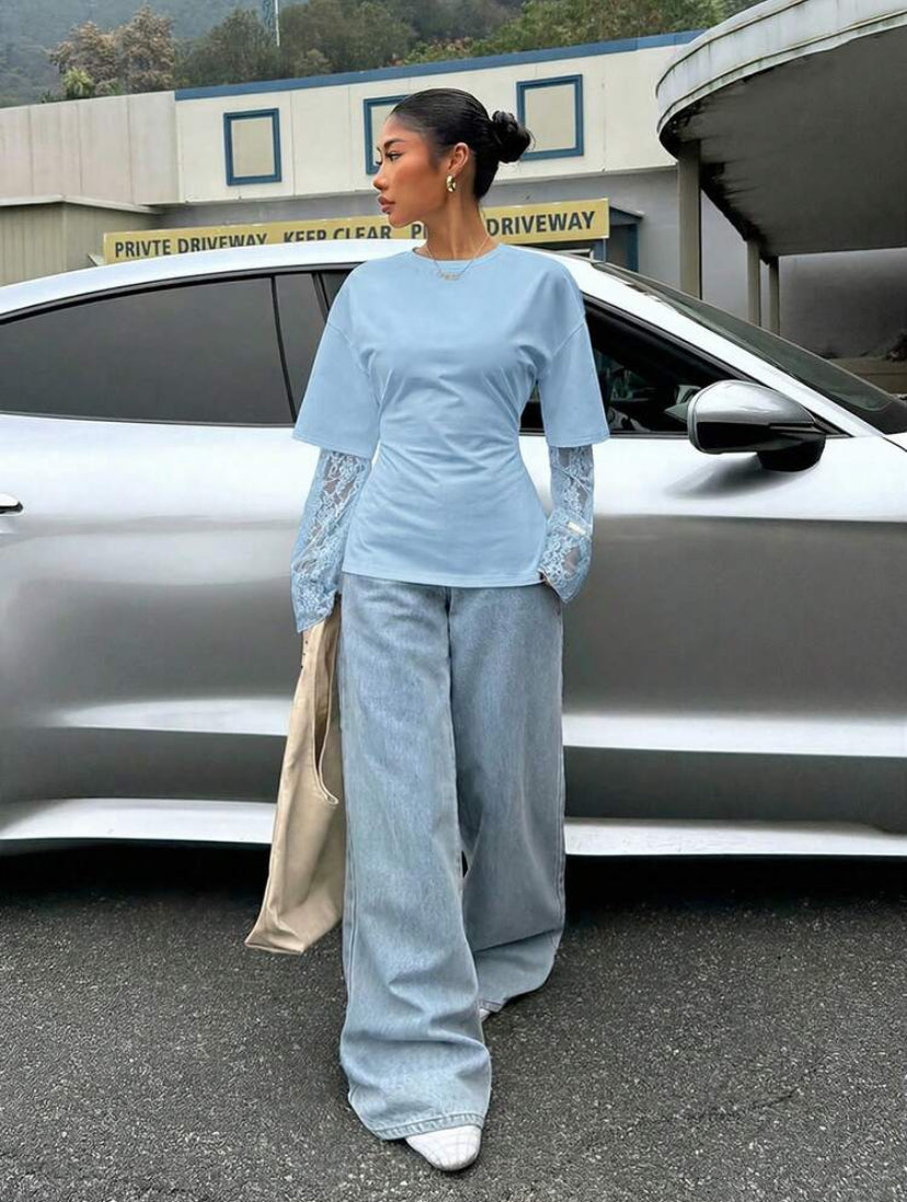 Lace Sleeve T-Shirts