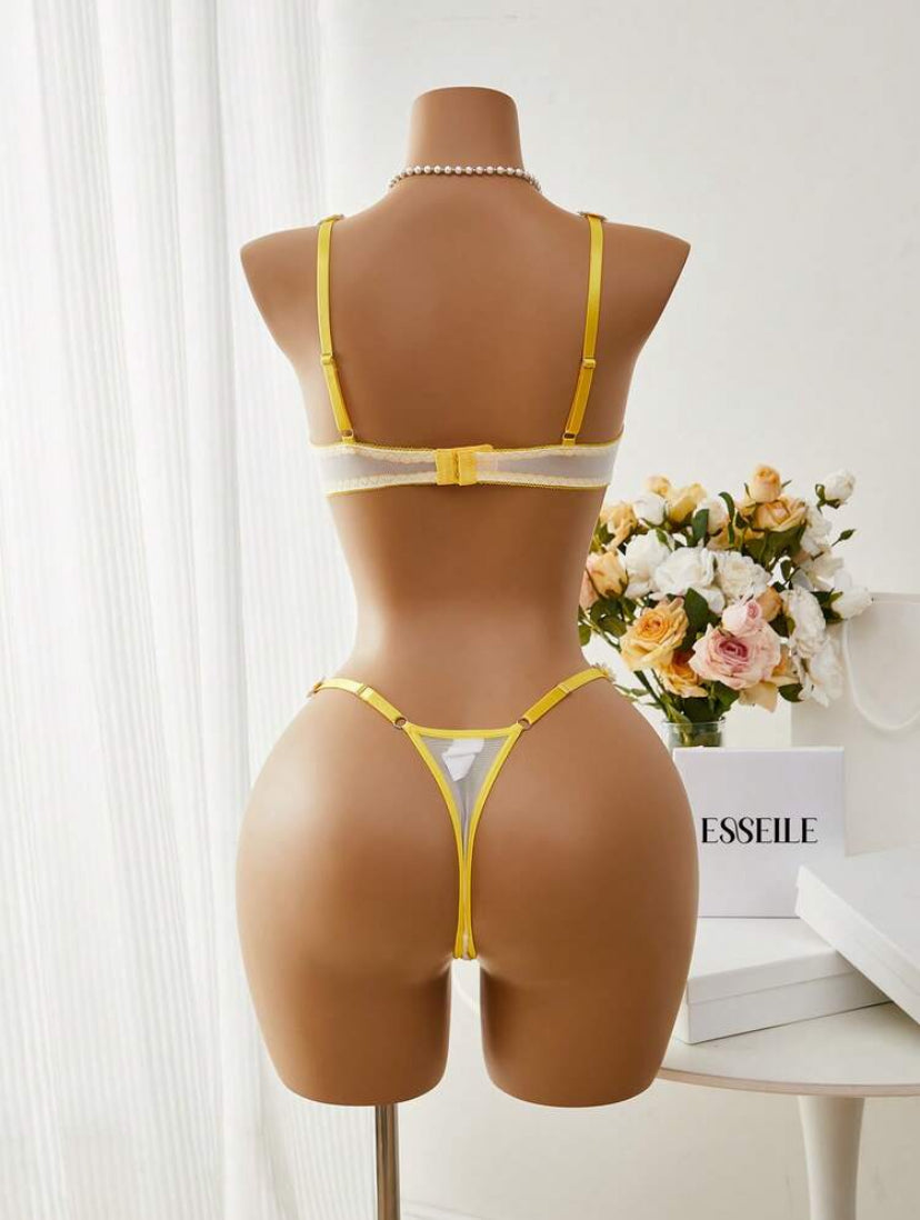 Embroidery Lace Lingerie Set