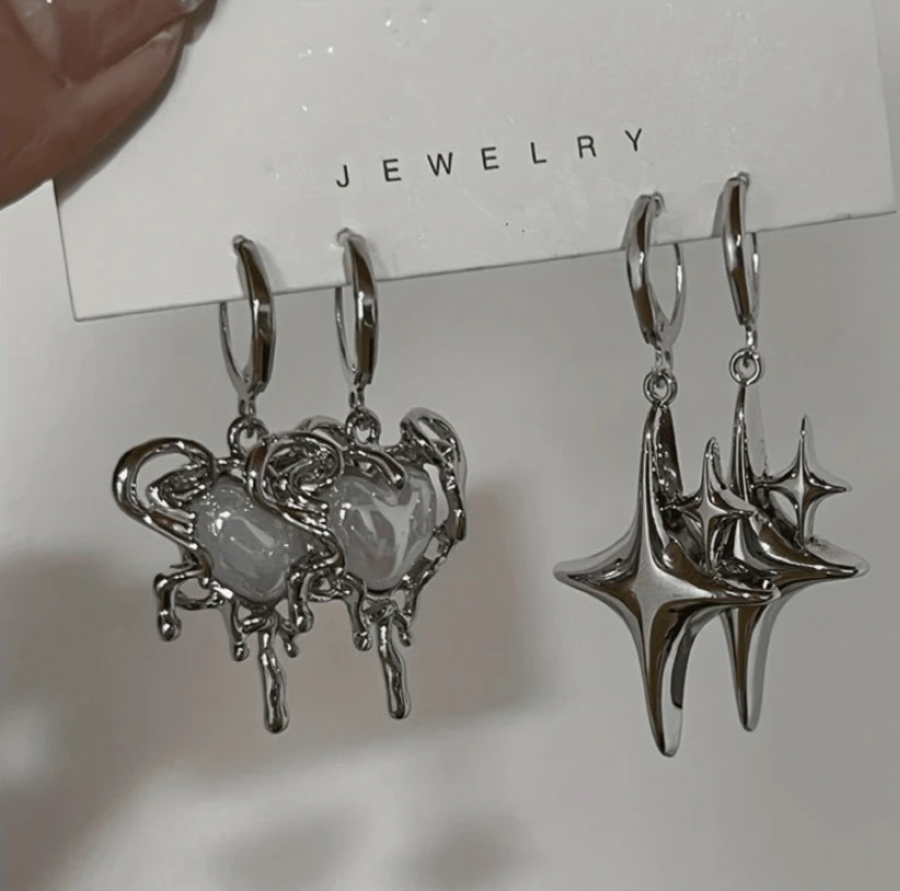 4pcs Heart & Star Earrings