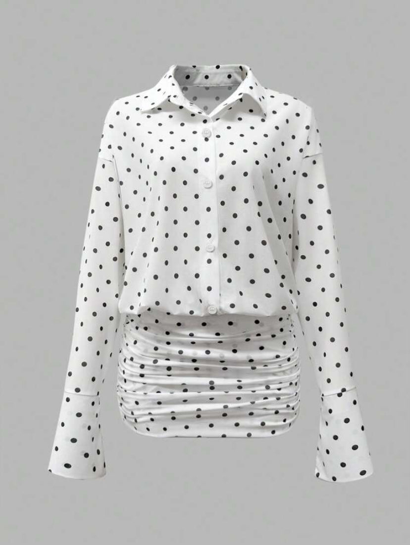 Dot Print Shirt Dress