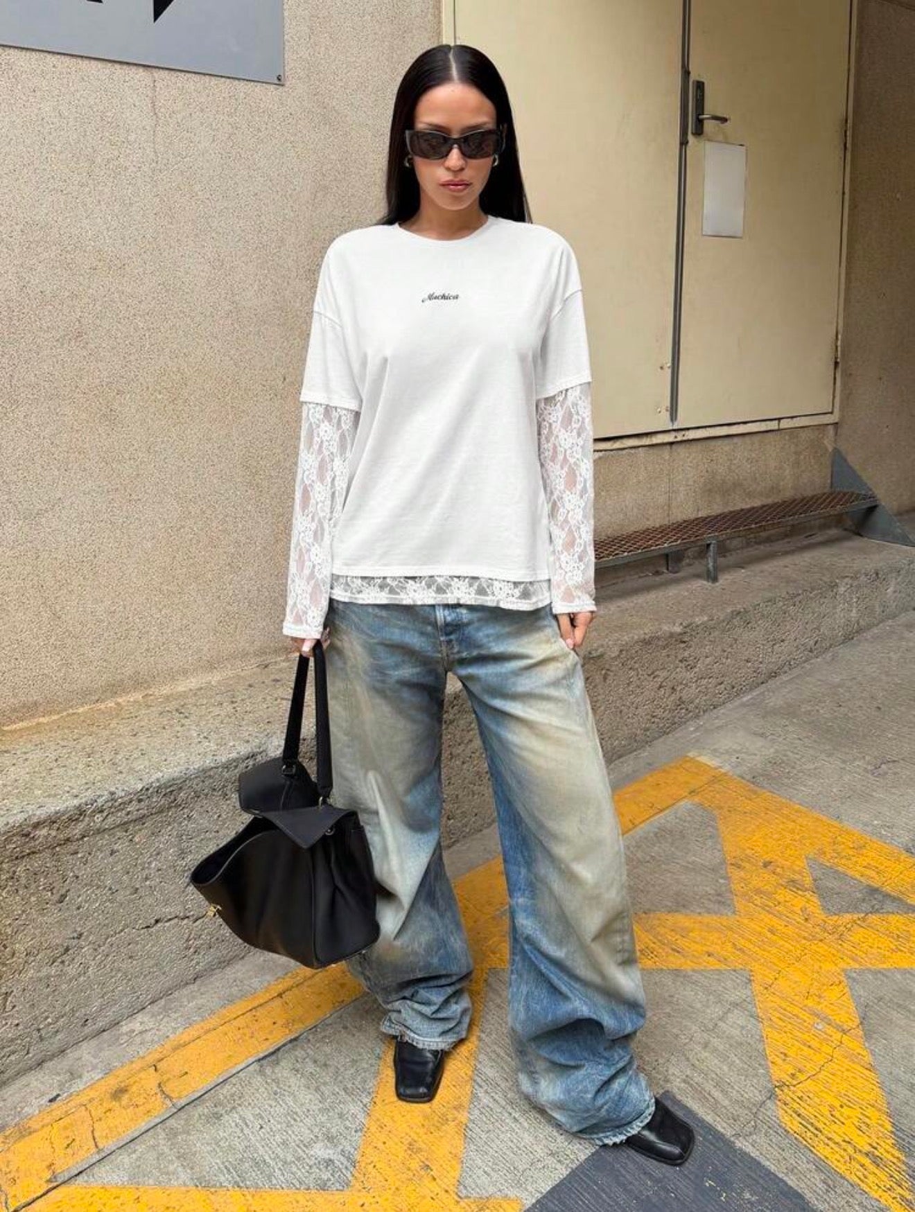 Lace Patchwork White Top