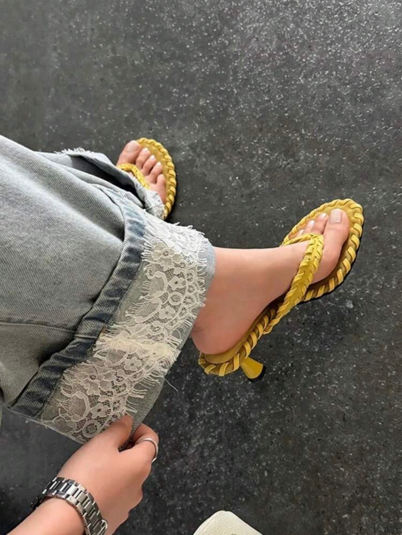 Yellow Thong  Heel