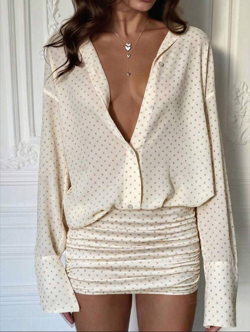 Dot Print Shirt Dress
