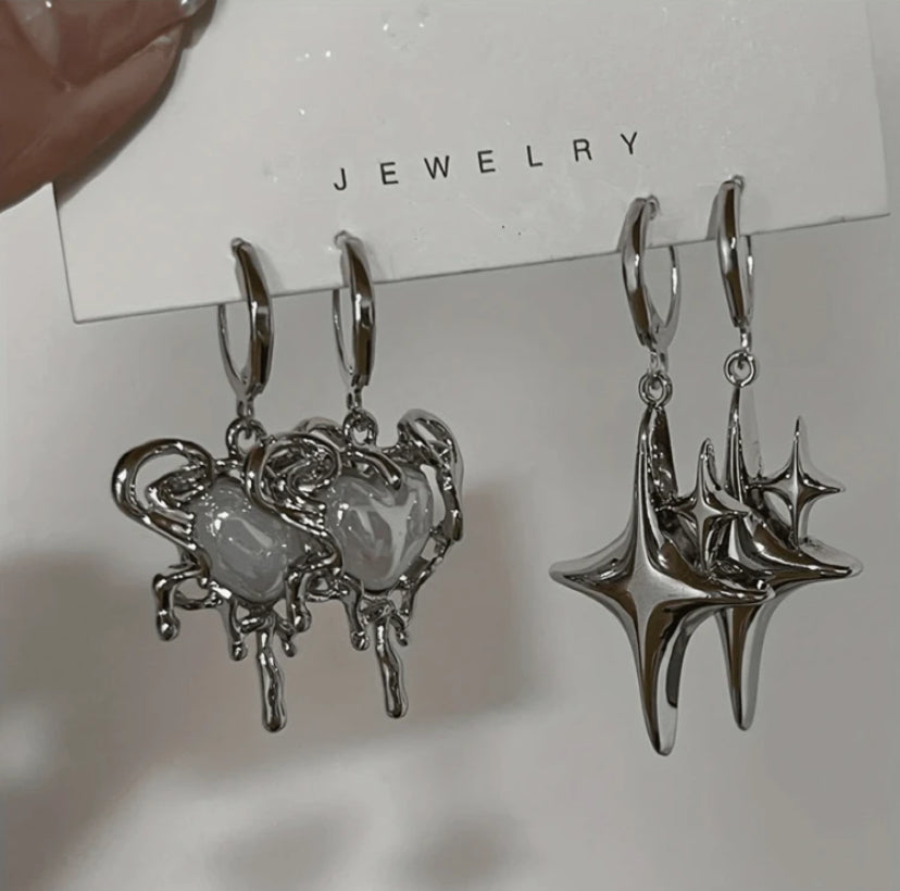 4pcs Heart & Star Earrings