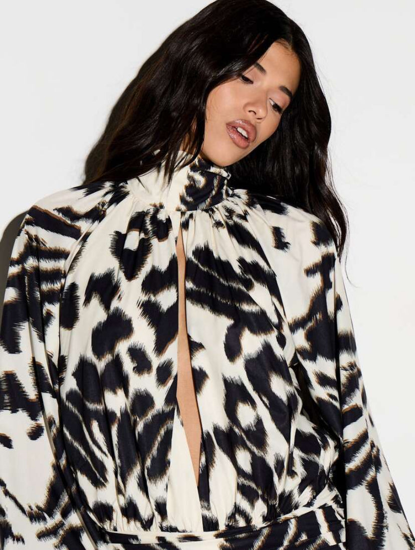 Animal Print Plunge Dress