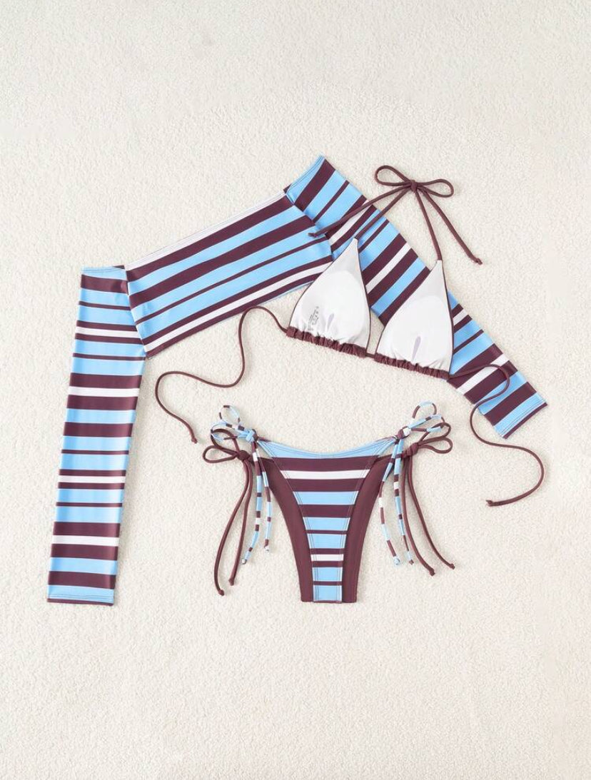 Striped Print Swimwear