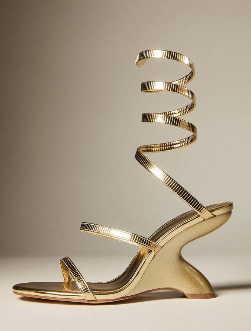 Elegant Gold Chrome Heels