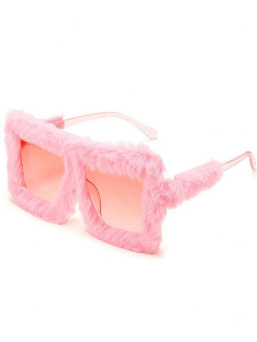 Furry Square Frame Glasses