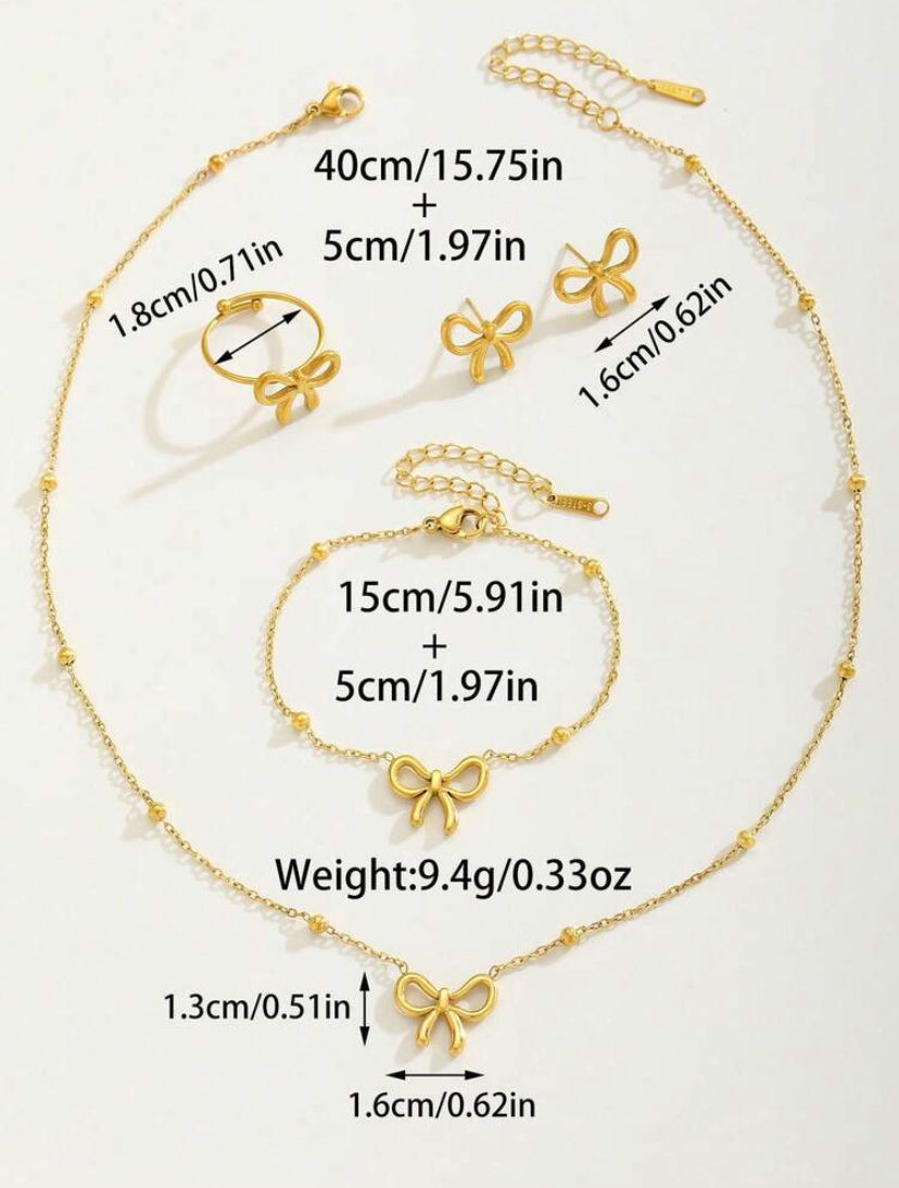 5pcs Steel Gold Set