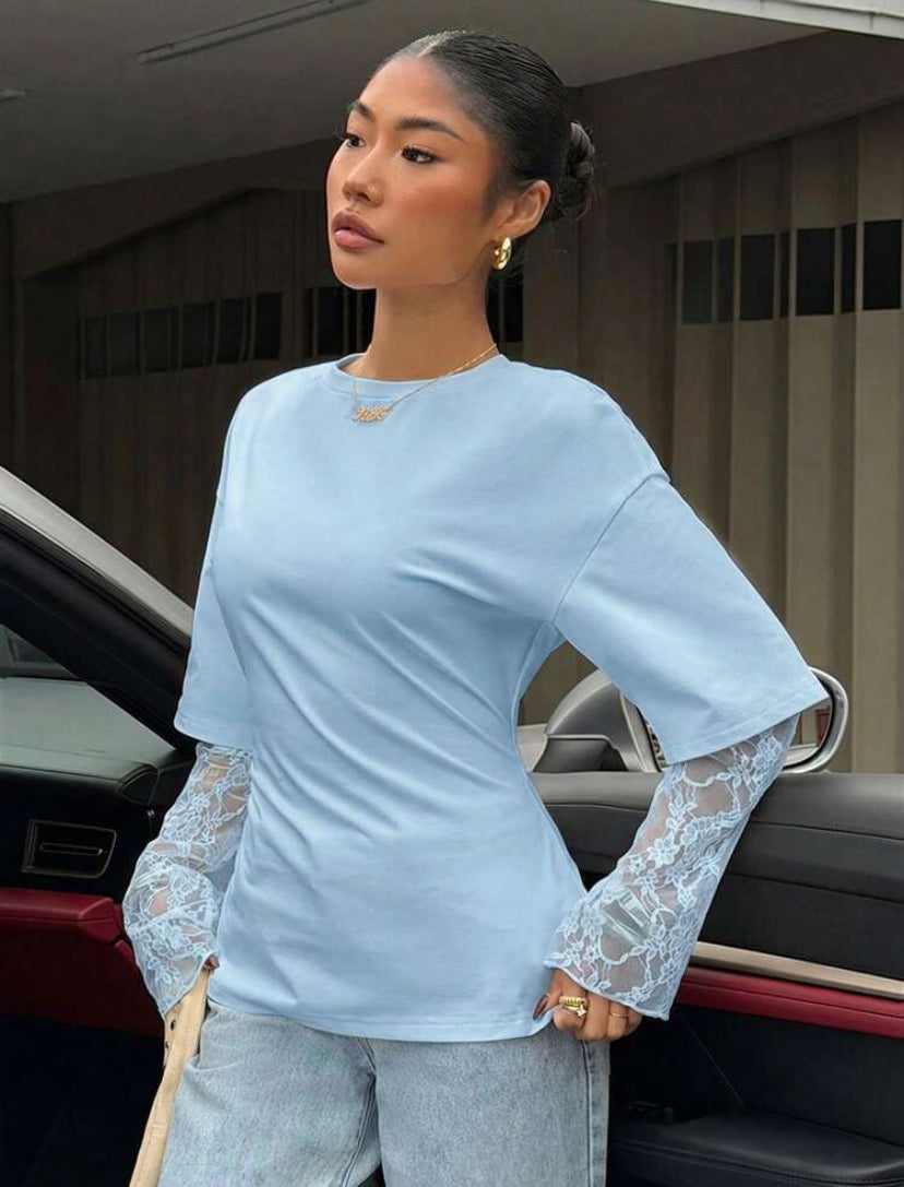 Lace Sleeve T-Shirts