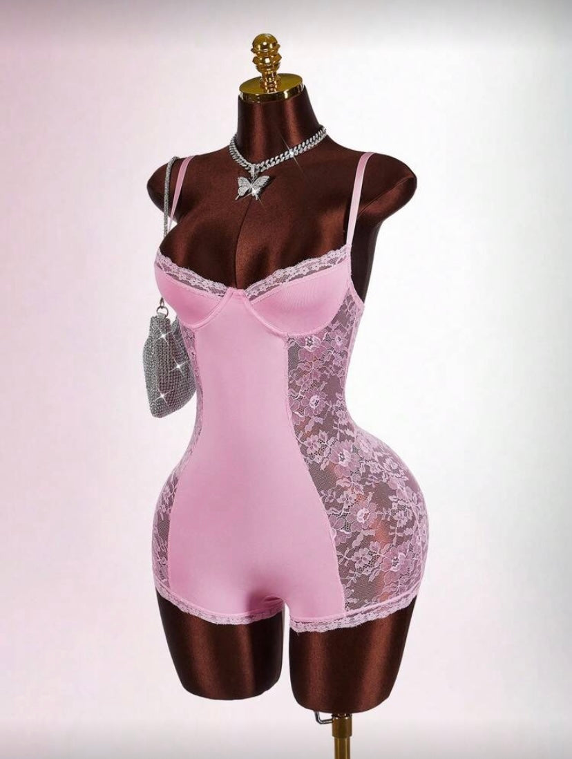 Contrast Lace Romper