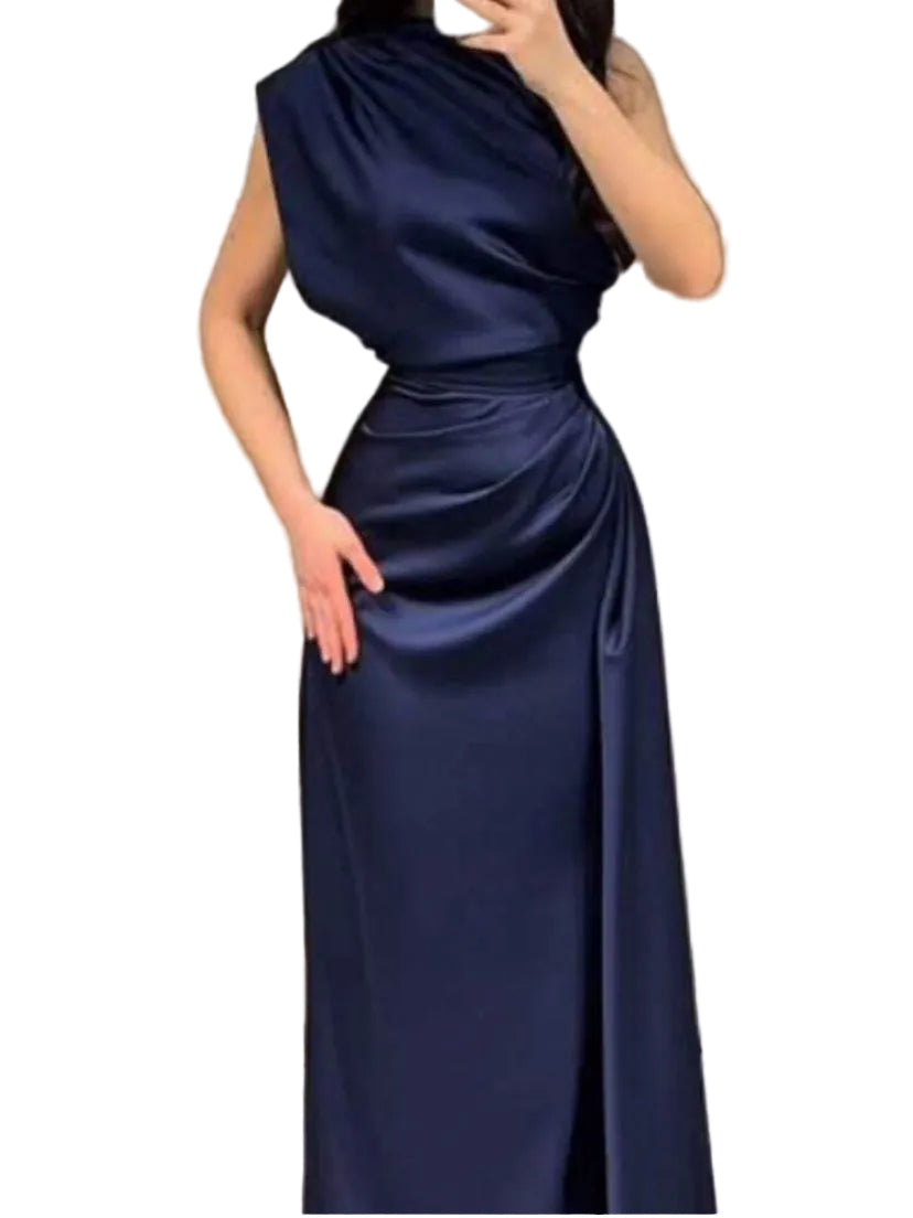 Draped High Neck Dress