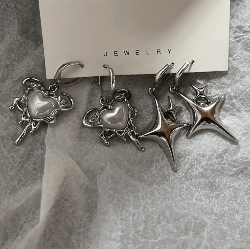 4pcs Heart & Star Earrings