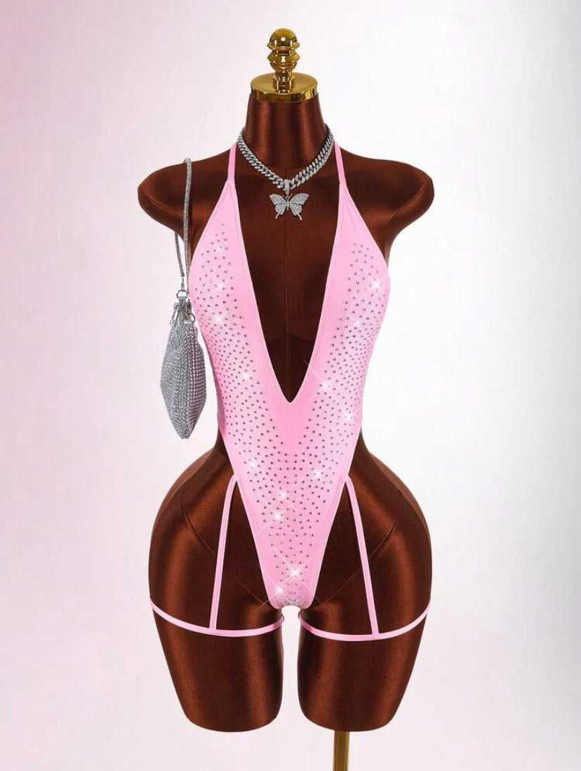 Rhinestone Embellished Romper
