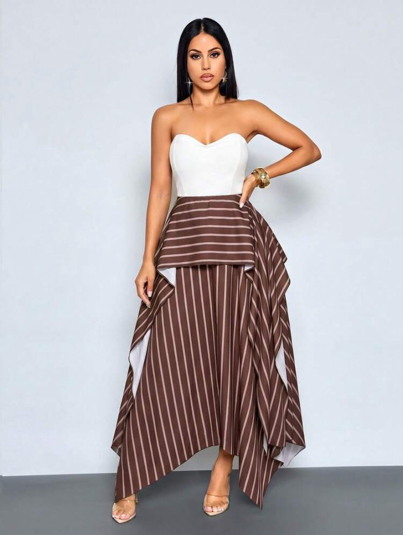 Brown Striped Skirt
