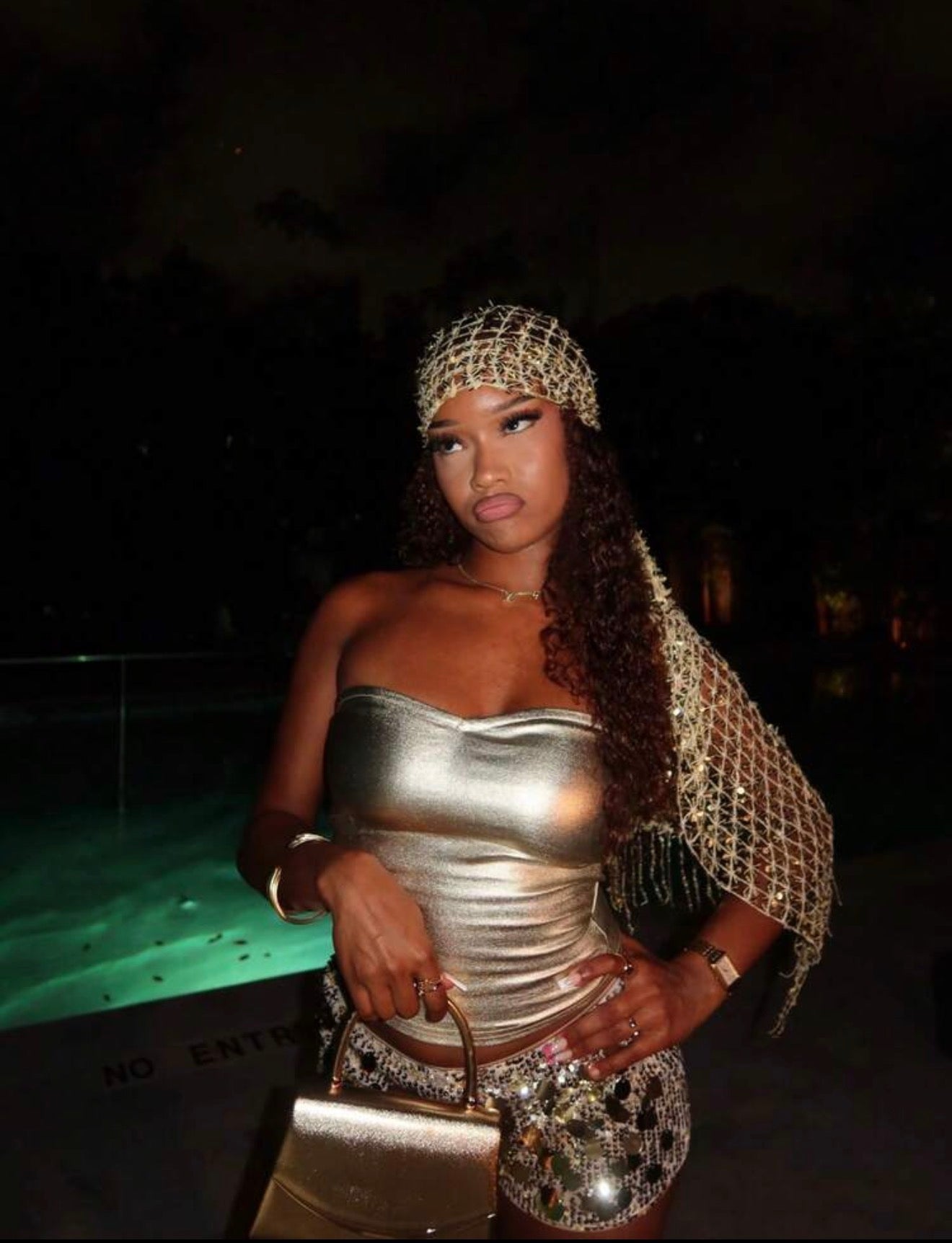 Shiny Sequin Decorated Scarf