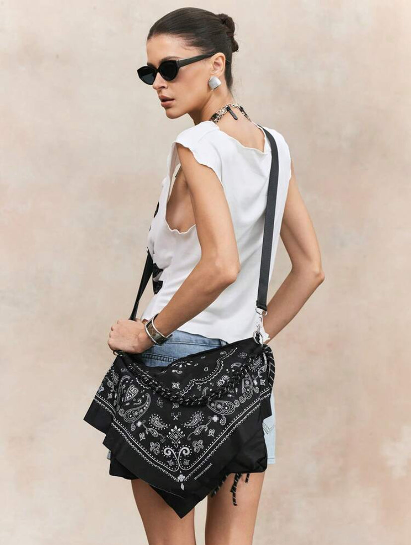 Scarf Decor Hobo Bag