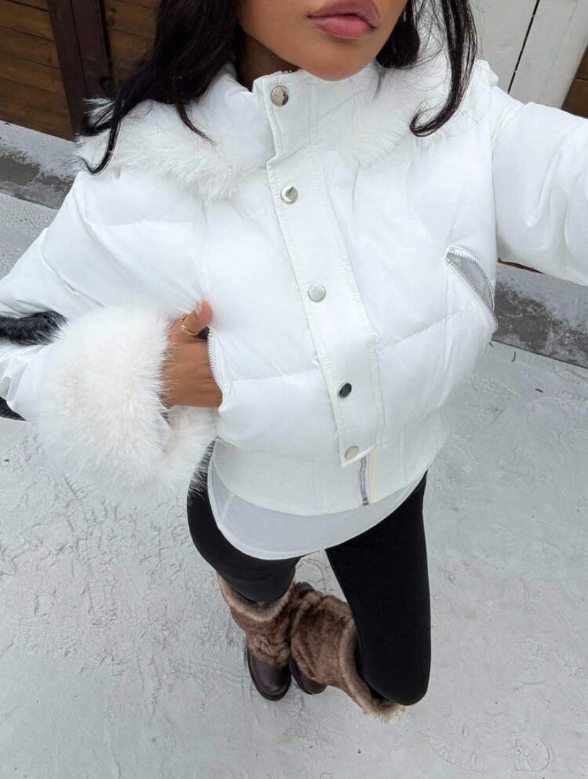 Cinched Waist Padded Coat